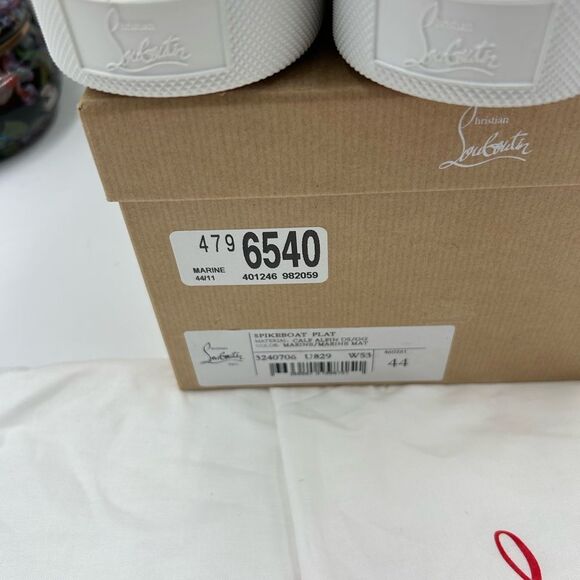 Men's Christian Louboutin spike boat flat sneaker size 44 made in Italy - Picture 10 of 11